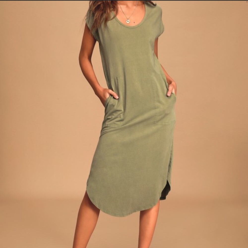 NWOT Z Supply Green Shirt Style Leira Midi Dress
